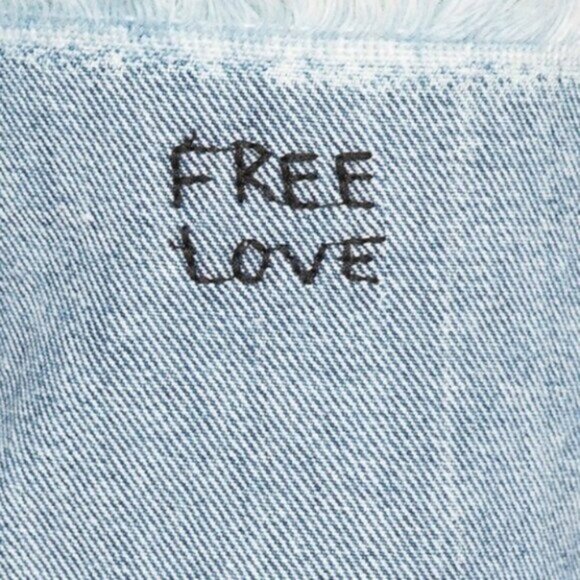 Free People One Teaspoon Awesome Baggies Jeans Straight leg Frayed Light Wash - Picture 10 of 15